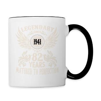 82 Years Legend Birthday Outfit Sayings - Contrasting Mug - white/black - Right