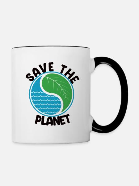 Save The Planet - Tasse zweifarbig - Weiß/Schwarz