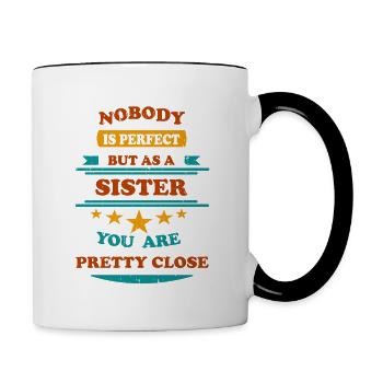Nobody is perfect retro Sister - Tasse zweifarbig - Weiß/Schwarz - Rechts