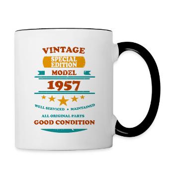 Vintage Retro 1957 - Tasse zweifarbig - Weiß/Schwarz - Rechts