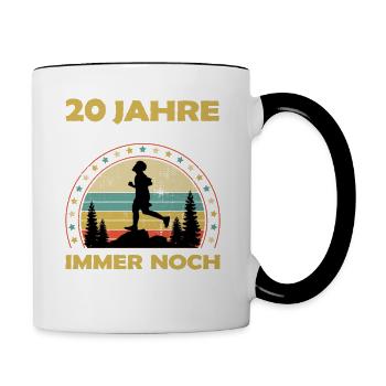 Joggen Läufer Fitness 20 Jahre alt zum Geburtstag - Tasse zweifarbig - Weiß/Schwarz - Rechts