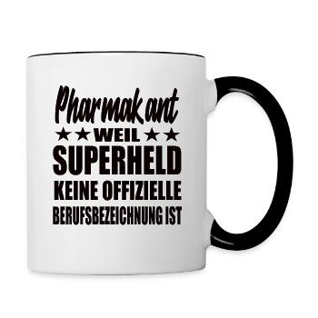 Pharmakant Superheld Spruch - Tasse zweifarbig - Weiß/Schwarz - Rechts