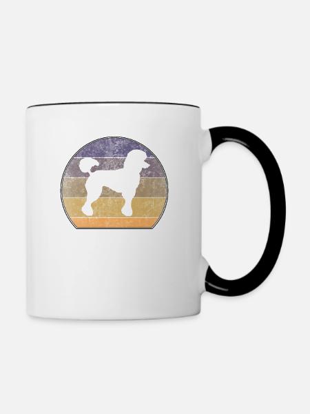 Retro Pudel Sonnenuntergang - Tasse zweifarbig - Weiß/Schwarz