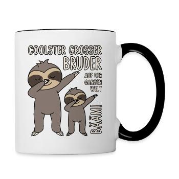 Coolster großer Bruder auf der ganzen Welt Bääm - Tasse zweifarbig - Weiß/Schwarz - Rechts