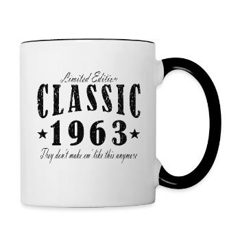 Jahrgang 1963 Klassiker Geburtstag Geschenk Herren - Tasse zweifarbig - Weiß/Schwarz - Rechts