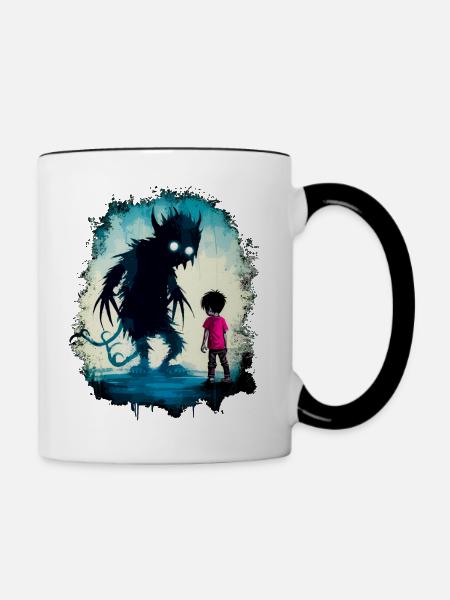 Stelle dich dem Schatten - Tasse zweifarbig - Weiß/Schwarz