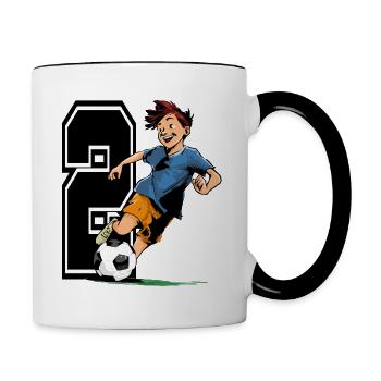 2 Year Old Footballer & Soccer Children's Birthday Party - Contrasting Mug - white/black - Right