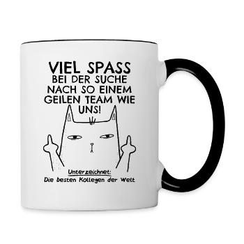 Jobwechsel Neuer Job Abschied Abschiedsgeschenk - Tasse zweifarbig - Weiß/Schwarz - Rechts