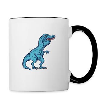 TRex Meme Dinosaurier mit Überbiss Arthur mit th - Tasse zweifarbig - Weiß/Schwarz - Rechts