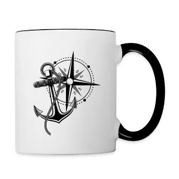 Tirer l’ancre et faire de la voile font des marins - Mug contrasté - blanc/noir - Droite