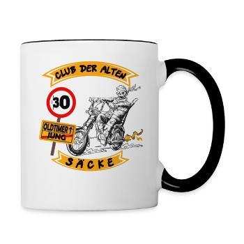 Geburtstag Alten Säcke lustiges Biker & Motorrad - Tasse zweifarbig - Weiß/Schwarz - Rechts