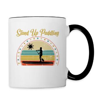 Lustiger Spruch SUP Männer & Frau Stand up Paddle - Tasse zweifarbig - Weiß/Schwarz - Rechts