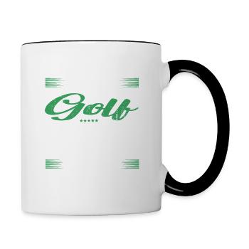 Spruch golf Mann & Frau & Kinder - Tasse zweifarbig - Weiß/Schwarz - Rechts