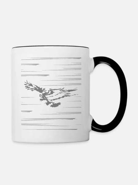 SILHOUETTE OF FLYING EAGLE SKETCH - Tasse zweifarbig - Weiß/Schwarz