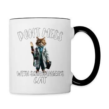 Ne plaisantez pas avec Schroedingers Cat - drôle de physique - Mug contrasté - blanc/noir - Droite