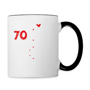 Doux anniversaire 70 ans tenue pour anniversaire - Mug contrasté - blanc/noir - Droite