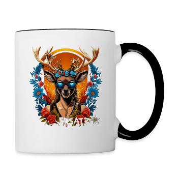 Tracht & Trachten Hirsch Ersatz Dirndl - Tasse zweifarbig - Weiß/Schwarz - Rechts
