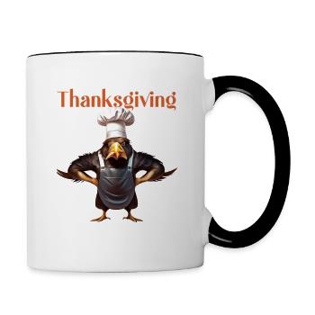 Thanksgiving Outfit - Funny autumn Happy Turkey - Contrasting Mug - white/black - Right