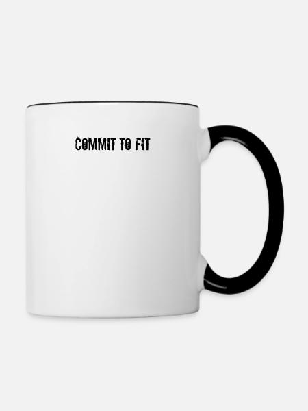 Fitness - Commit to fit - Tasse zweifarbig - Weiß/Schwarz