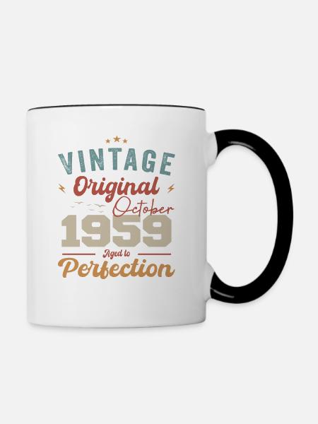 Oktober 1959 Geburtstagsgeschenk 1959 Oktober - Tasse zweifarbig - Weiß/Schwarz