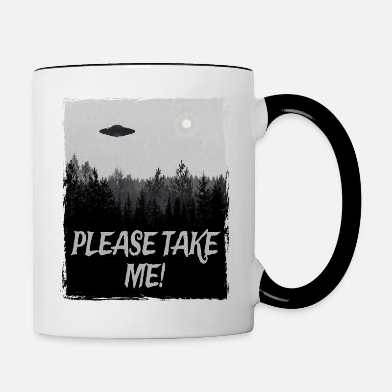 Alien UFO Alien Spaceship Saucer - Contrasting Mug - white/black