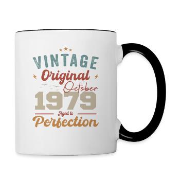 Octobre 1979 Cadeau d’anniversaire 1979 Octobre - Mug contrasté - blanc/noir - Droite