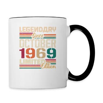 Oktober 1969 Vintage - Geburtstagsgeschenk 1969 - Tasse zweifarbig - Weiß/Schwarz - Rechts