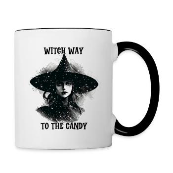 Witch Way to the Candy, Halloween - Contrasting Mug - white/black - Right