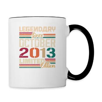 Oktober 2013 Vintage - Geburtstagsgeschenk 2013 - Tasse zweifarbig - Weiß/Schwarz - Rechts