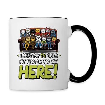 I Left My 14 Cats at Home to be Here Funny Cat Lov - Contrasting Mug - white/black - Right