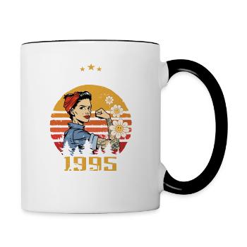 Oktober 1995 geboren | October 1995 - Tasse zweifarbig - Weiß/Schwarz - Rechts