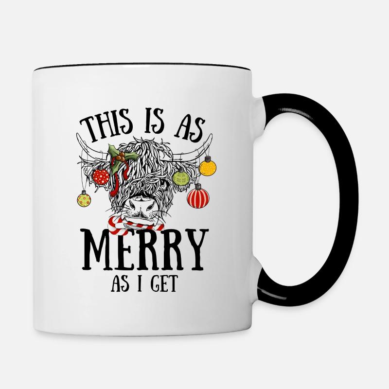 Drôle de vache Highland de Noël - Mug contrasté - blanc/noir