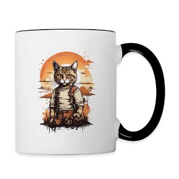 Chat Animal Art I Cool Chat Mignon - Mug contrasté - blanc/noir - Droite
