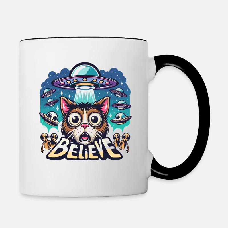 Drôle Alien Alien Croire - Mug contrasté - blanc/noir
