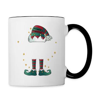 hangry Elf funny Family Christmas Weihnachten - Tasse zweifarbig - Weiß/Schwarz - Rechts