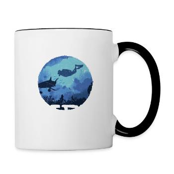 Ja das muss so tief Taucher Gerätetauchen - Tasse zweifarbig - Weiß/Schwarz - Rechts