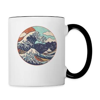 Kanagawa Japanisch Die große Welle - Tasse zweifarbig - Weiß/Schwarz - Rechts