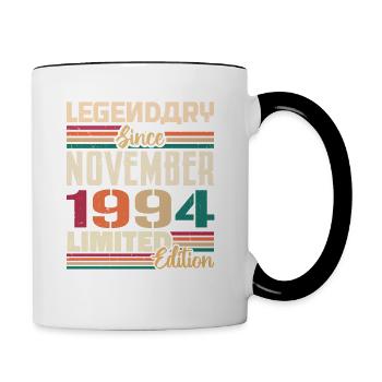 Légendaire depuis novembre 1994 - Cadeau 1994 - Mug contrasté - blanc/noir - Droite
