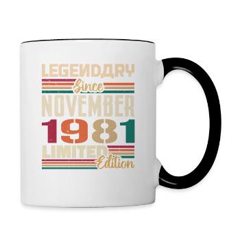 Légendaire depuis novembre 1981 - Cadeau 1981 - Mug contrasté - blanc/noir - Droite