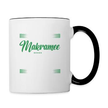 Makramee Lustiger Spruch für Mann & Frau - Tasse zweifarbig - Weiß/Schwarz - Rechts