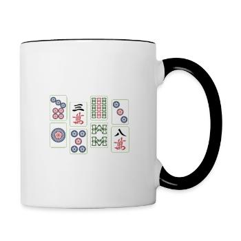 Lustiges Mahjong Cooles Glück spielt Mahjong - Tasse zweifarbig - Weiß/Schwarz - Rechts