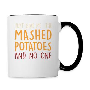 Kartoffelpüree Lustiges Thanksgiving Weihnachten - Tasse zweifarbig - Weiß/Schwarz - Rechts