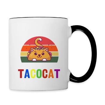 TacoCat Taco Cat Cinco de Mayo TacoCat Tacos - Contrasting Mug - white/black - Right