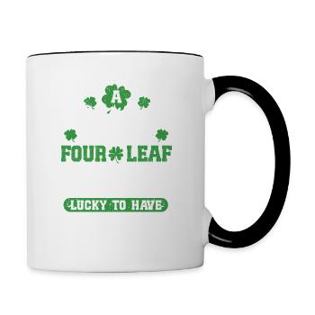 Ein Rotschopf ist wie ein vierblättriges Kleeblatt - Tasse zweifarbig - Weiß/Schwarz - Rechts