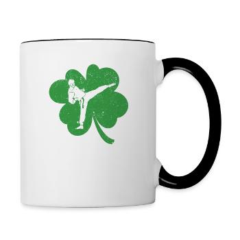Taekwondo Shamrock Arts martiaux irlandais St Patricks - Mug contrasté - blanc/noir - Droite