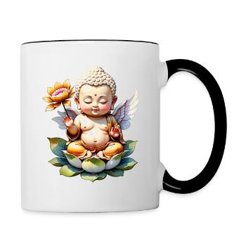 Baby Buddha - meditation yoga relaxation - Contrasting Mug - white/black - Right