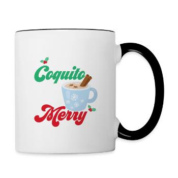 Drink Coquito Be Merry Puerto Rican Coconut Rum Dr - Contrasting Mug - white/black - Right