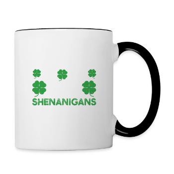 Hier für die Shenanigans Lucky St. Patrick's Day - Tasse zweifarbig - Weiß/Schwarz - Rechts