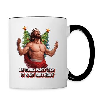 We gonna party like its my birthday Krasser Jesus - Tasse zweifarbig - Weiß/Schwarz - Rechts