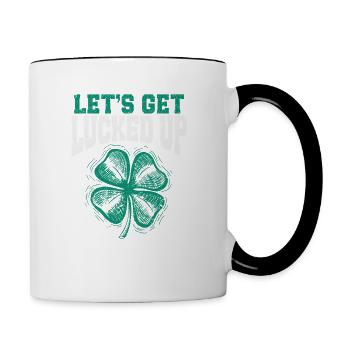 Soyons chanceux, trèfle irlandais - Mug contrasté - blanc/noir - Droite
